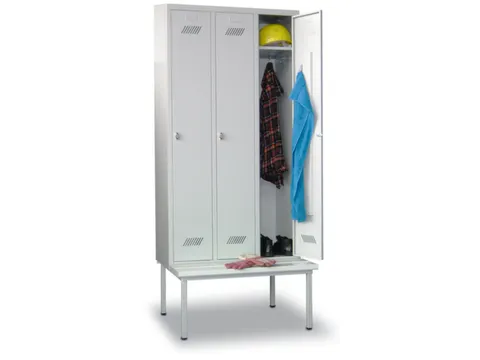 locker met bank,RAL 7035,HxBxD 2150x1200x500mm,3vak,vak B 400mm