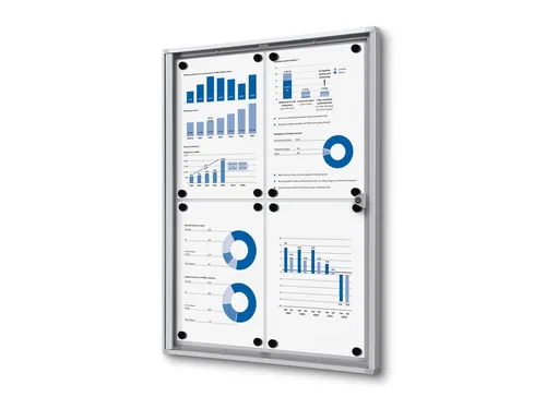 Vitrinebord Quantore voor binnen 4x A4 zilver