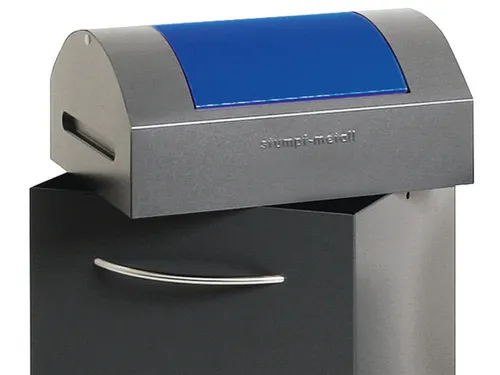 Afvalbak 60 Liter 790x380x320mm Plaatstaal 2 Wielen Klep Blauw