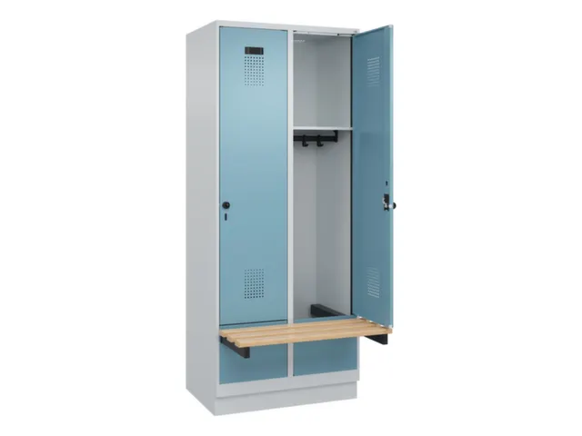 locker met bank,HxBxD 1950x800x815mm,2vak,vak B 400mm,draaigrendel