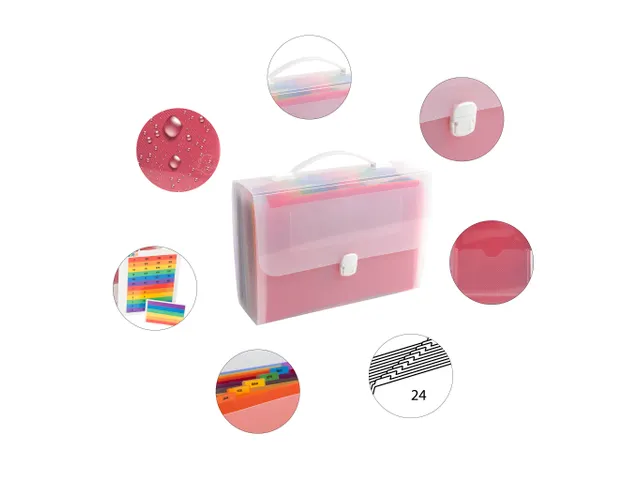 Sorteermap PP CRYSTAL handvat 24vak