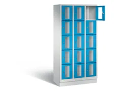 Lockerkast 1800x900x500mm 3x5 vakken Cilinderslot, Sokkel, RAL5012