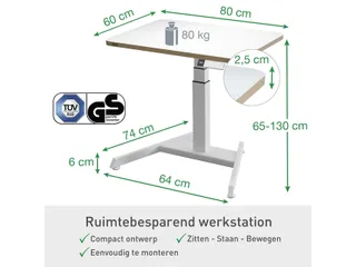 Zit-Sta bureau 80x60cm Leitz Ergo elektrisch klein - 18