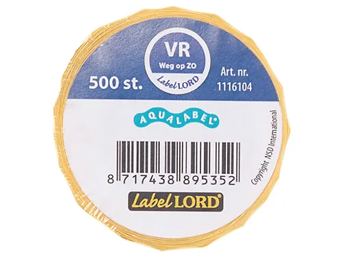 Voedseletiketten 54x22x54mm Aqualabel VR weg op ZO