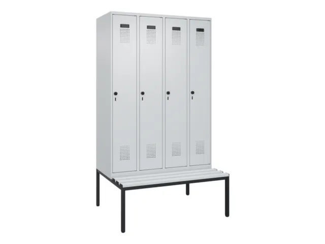 locker met bank,voor scheiding van kleding,HxBxD 2120x1200x815mm,4vak