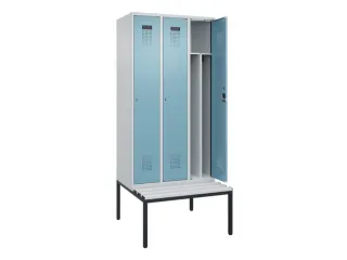 locker met bank,voor scheiding van kleding,HxBxD 2120x900x815mm,3vak - 1