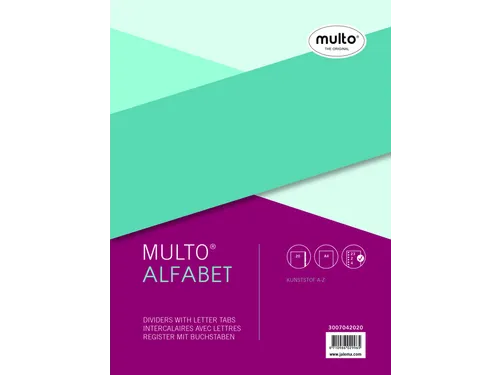 Tabbladen Multo PP A4 23-Gaats 7042020 20-Delig Grijs A-z