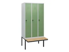 locker met bank,HxBxD 1950x900x815mm,3vak,vak B 300mm,draaigrendel