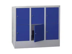 lockerkast,HxBxD 855x900x500mm,3x2vakken,RAL7035,front RAL5012