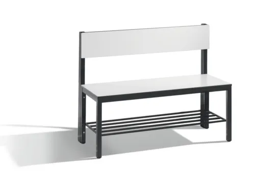 omkleedbank,HxLxD 796x1000x407mm,HPL wit,frame staal RAL7021,leuning
