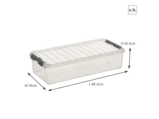 Q-line opbergbox 6,5L transparant grijs - 48,5x19x10,5cm - 2