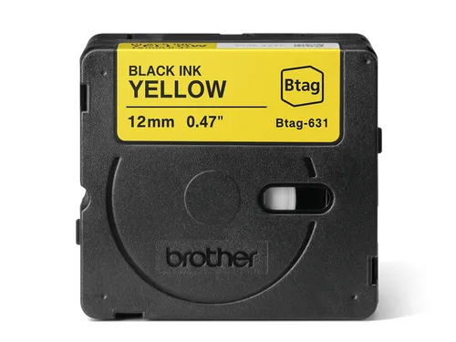 Labeltape Brother Ptouch Btag-631 12mm zwart op geel