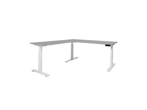 Elektrisch Hoekbureau Dextro Plus 180x200cm Frame Wit Blad Grijs