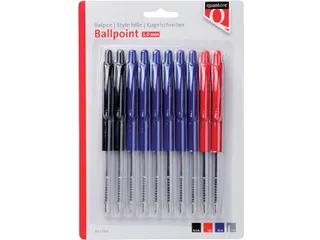 Balpen Quantore Drukknop assorti medium, Blister 10 stuks - 1