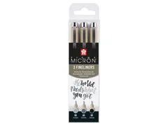 Fineliner Sakura Pigma Micron 05 set zwart & grijs 3 maten