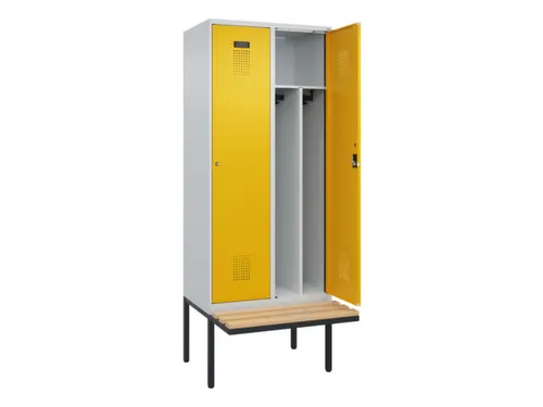 locker met bank,voor scheiding van kleding,HxBxD 2120x800x815mm,2vak