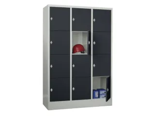 lockerkast,HxBxD 1850x1200x500mm,3x4vakken,RAL7035,front RAL7016 - 2