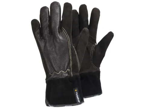 Tegera 32 hittebestendige lederen handschoenen, bruin/zwart, maat 8, p