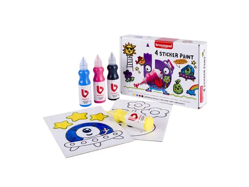 Stickerverf Bruynzeel met 2 sjablonen assorti 4 stuks