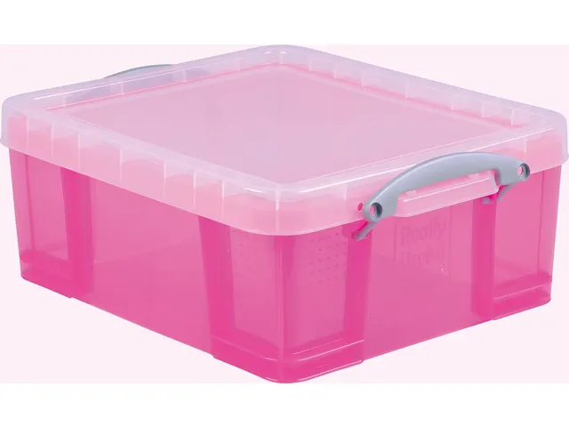 opbergdoos 18 liter XL transparant roze