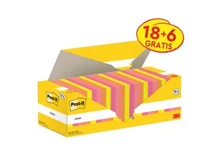 Memoblok 3M Post-it 654-COL 76x76mm kleur assorti voordeelpak - 2