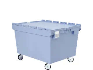 Mobiele Opslagbak Hoekig 553x800x600mm 151 liter Deksel Wielen Blauw - 1