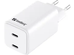 Sandberg AC Charger Dual USB-C PD65W EU Wit