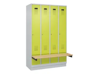 locker met bank,HxBxD 1950x1200x815mm,4vak,vak B 300mm,cilinderslot - 2