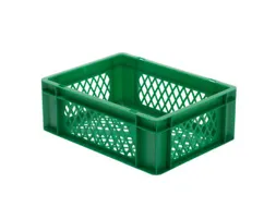 Euronorm-Stapelbak 13l 145x400x300mm Wanden/Bodem Opengewerkt Groen
