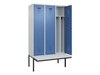 locker met bank,voor scheiding van kleding,HxBxD 2120x1200x815mm,3vak - 1