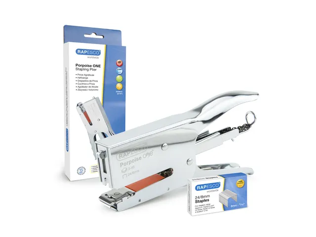 Agrafeuse Rapesco Porpoise chromée + accessoires