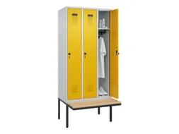 locker met bank,HxBxD 2120x900x815mm,3vak,vak B 300mm,draaigrendel