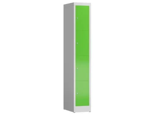 Lockerkast 1800x310x500mm 1x4 vakken cilinderslot, sokkel, RAL6018