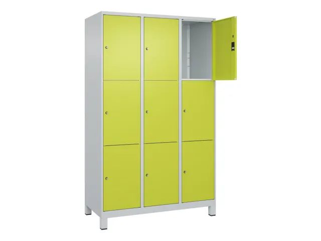 lockerkast,HxBxD 1950x1200x500mm,3x3vakken,vak B 400mm,cil.-slot