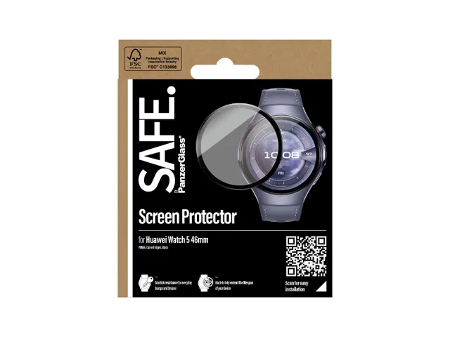 PanzerGlass SAFE. by Screen Protector w. Black Frame Huawei Watch 5