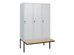 locker met bank,HxBxD 1950x1200x815mm,3vak,vak B 400mm,draaigrendel