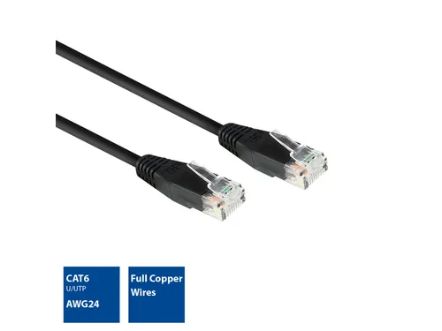 Kabel ACT CAT6 Network koper 0.9 meter zwart
