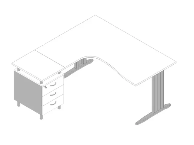 bureauset bureau staand ladeblok links 730x1600x1650mm C-voet wit