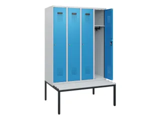 locker met bank,HxBxD 1950x1200x815mm,4vak,vak B 300mm,cilinderslot - 1