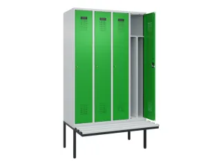 locker met bank,voor scheiding van kleding,HxBxD 2120x1200x815mm,4vak - 1