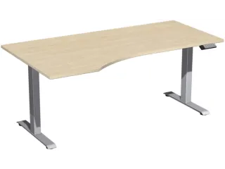 In hoogte verstelbaar bureau in vrije vorm,HxBxD 730-1230x1800x1000mm - 1