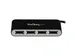 4-poorts draagbare USB 2.0 hub met geïntegreerde kabel