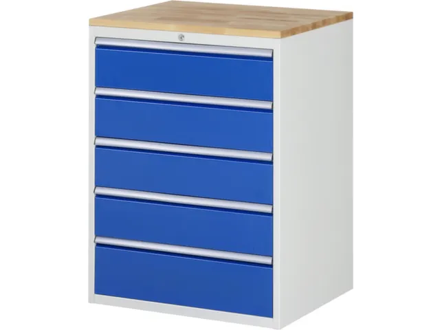 ladekast 1035x770x650mm 5laden cilinderslot RAL7035 RAL5010 beuken