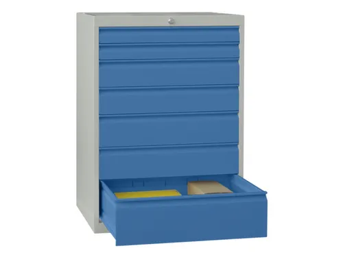 ladekast HxBxD 1000x715x600mm 7laden slot RAL7035 front RAL5012