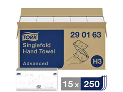 Tork 290163 Handdoek Singlefold H3 Z-vouw Advanced Wit 15x250 vel