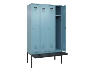 locker met bank,HxBxD 2120x1200x815mm,4vak,vak B 300mm,cilinderslot - 1