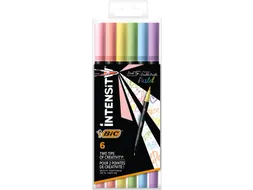 viltstift Intensity Dual tip etui van 6 stuks pastel