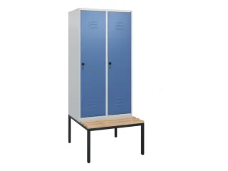 locker met bank,HxBxD 1950x800x815mm,2vak,vak B 400mm,draaigrendel - 1