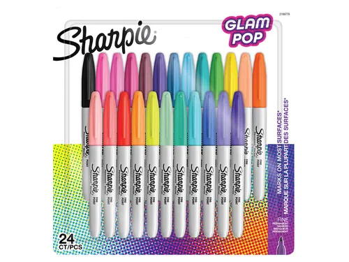 Viltstift Sharpie Glampop fijn assorti blister à 24 stuks