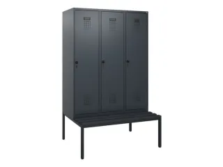 locker met bank,HxBxD 1950x1200x815mm,3vak,vak B 400mm,draaigrendel - 2